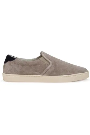 Brunello Cucinelli Schoenen, Heren, Grijs, 44 EU, Leer, Grijze Leren Sneaker Klassieke Stijl