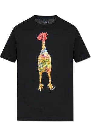 Paul Smith Tops, Heren, Zwart, L, Katoen, T-shirt met kleurrijke print