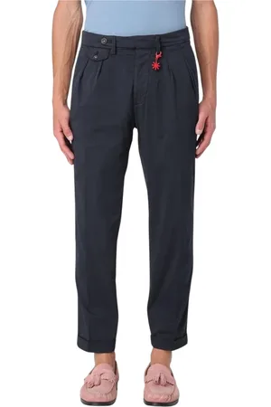 Manuel Ritz Broeken, Heren, Blauw, XL, Katoen, Blauwe Geplooide Katoenen Broek