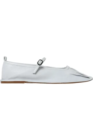 Hereu Schoenen, Dames, Grijs, 40 EU, Leer, Grijze Leren Ballerina Flats