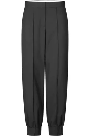 Samsøe Samsøe Broeken, Dames, Zwart, XS, Polyester, Hoge taille rechte wijde broek