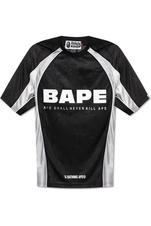 A Bathing Ape Tops, Heren, Zwart, S, Polyester, T-shirt met bedrukt logo