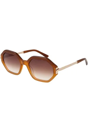 Sandro Accessoires, Dames, Bruin, ONE Size, Bruine Rechthoekige Dames Zonnebril Gradient