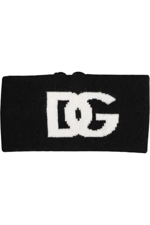 Dolce & Gabbana Accessoires, Heren, Wit, ONE Size, Kasjmier, Zwart Wit Gebreide Hoofdband Hoed