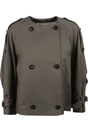 Max Mara Jassen, Dames, Grijs, 3Xs, Katoen, Stijlvolle JIM Jassen Collectie