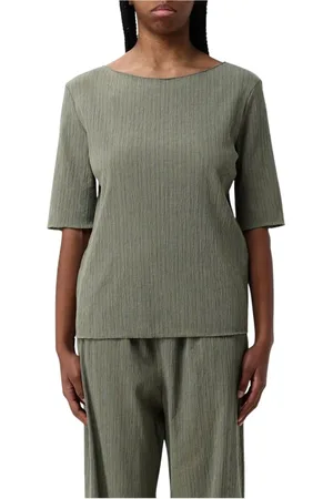 Max Mara Blouses & Shirts, Dames, Groen, M, Groene Gebreide Top Korte Mouwen