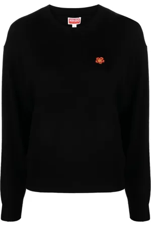 Kenzo Truien, Dames, Zwart, L, Wol, Zwarte Wollen Gebreide Trui