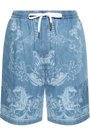 VERSACE Korte broeken, Heren, Blauw, 2Xl, Denim, Denim shorts
