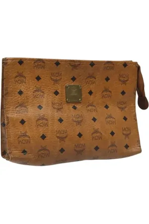 MCM Pre-owned, Dames, Bruin, ONE Size, Leer, Pre-owned Leather clutches