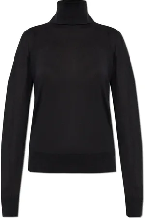 Jil Sander Truien, Dames, Zwart, S, Wol, Golf met wollen afwerking