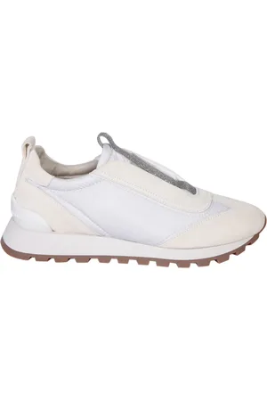 Brunello Cucinelli Schoenen, Dames, Wit, 40 EU, Leer, Witte Beaded Sneakers Aw 24
