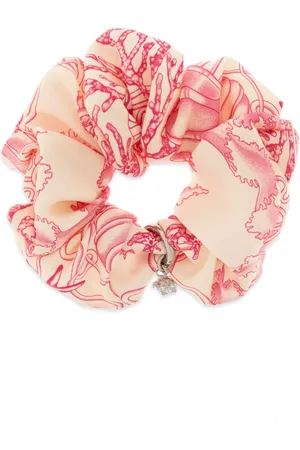 VERSACE Accessoires, Dames, Roze, ONE Size, Zijden haar scrunchie
