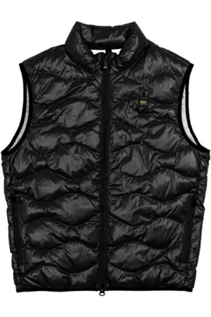Blauer Jassen, Heren, Zwart, XL, Mouwloos geruite jas met golvend stiksel