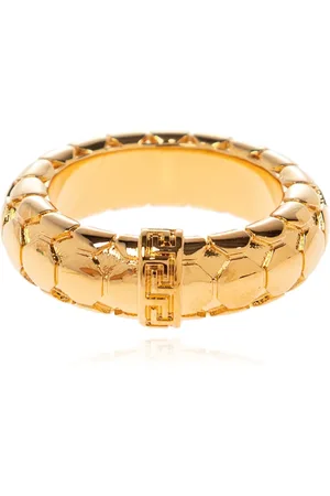 VERSACE Accessoires, Dames, Geel, 52 MM, Ring met een kenmerkend Grieks patroon