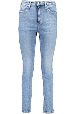 Calvin Klein Jeans, Dames, Blauw, W26 L30, Denim, Blauwe Denim Skinny Jeans met Borduurwerk