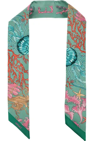 VERSACE Accessoires, unisex, Groen, ONE Size, Zijden sjaal
