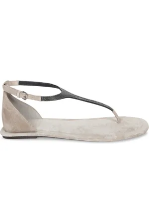 Brunello Cucinelli Schoenen, Dames, , 38 EU, Suède, Suède Sandalen met Monile Detail