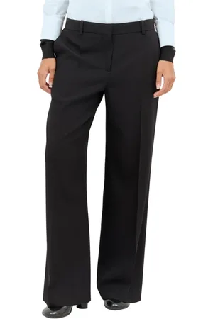 The Row Broeken, Dames, Zwart, 5Xl, Wol, Wollen Tailored Broek met Geperste Plooi