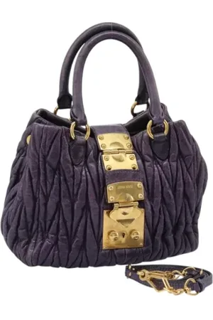 Miu Miu Pre-owned, Dames, Paars, ONE Size, Leer, Tweedehands leren handtassen