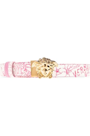 VERSACE Accessoires, Dames, Roze, 90 CM, Leer, Dubbelzijdige riem
