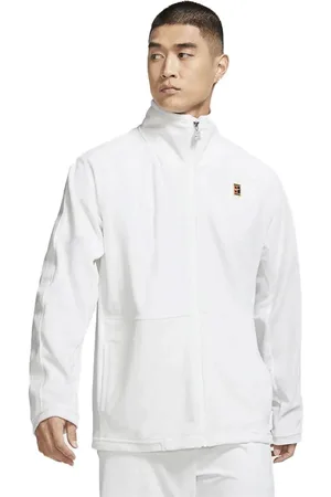 Nike Jassen, Heren, Wit, S, Polyester, Pluche Tennisjack Wit Retrostijl