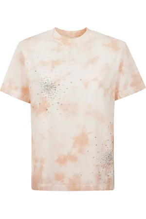 Des Phemmes Tops, Dames, Veelkleurig, S, Katoen, Katoenen Tie Dye T-shirt met Juweelversiering