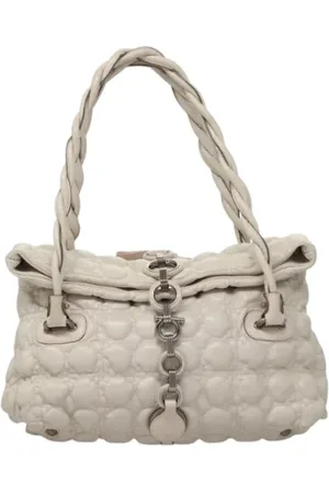 Salvatore Ferragamo Pre-owned, Dames, Wit, ONE Size, Leer, Tweedehands leren handtassen