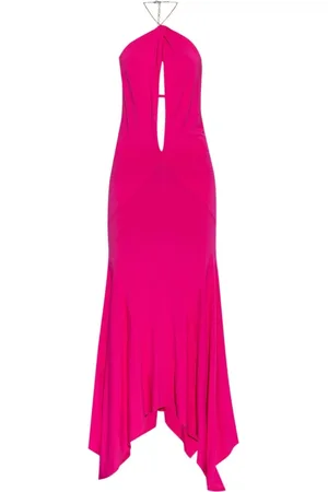 The Attico Kleedjes, Dames, Roze, XS, Fuchsia Lange Jurk met Kettingdetail