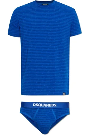 Dsquared2 Nachtkleding & Lounge, Heren, Blauw, M, Katoen, Set: T-shirt en slip
