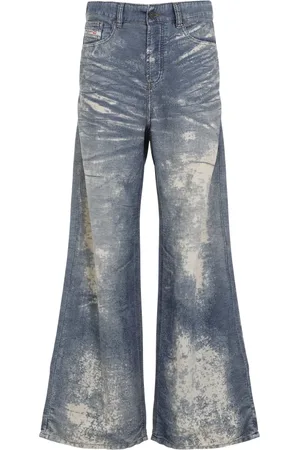 Diesel Jeans, Dames, Blauw, W28, Katoen, Blauwe Wijde Jeans