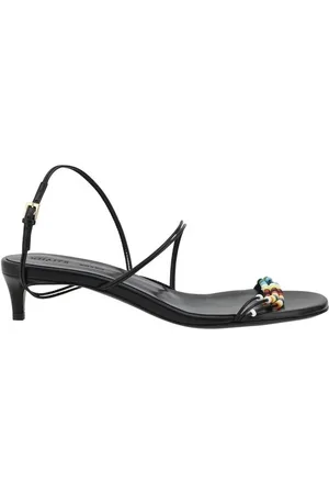 Khaite Schoenen, Dames, Zwart, 40 EU, Kleurrijke Kralen Leren Sandalen