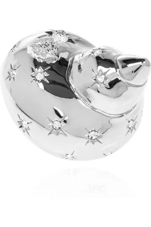 VERSACE Accessoires, Dames, Grijs, 54 MM, Ring met schelpmotief