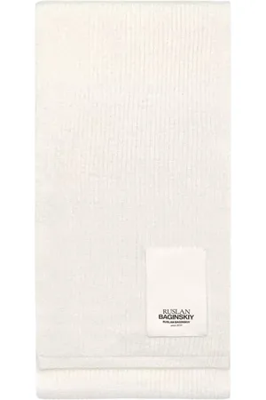 Ruslan Baginskiy Accessoires, Dames, Wit, ONE Size, Wol, Witte Logopatch Sjaal