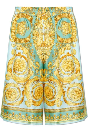VERSACE Korte broeken, Heren, Veelkleurig, S, Zijden shorts