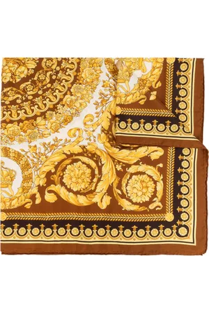 VERSACE Accessoires, unisex, Bruin, ONE Size, Zijden sjaal