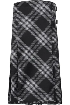 Burberry Kleedjes, Dames, Veelkleurig, 2Xs, Monochrome Check Midi Jurk