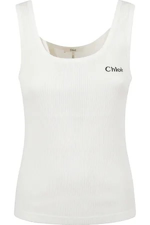 Chloé Tops, Dames, Wit, XS, Katoen, Witte Top met Jh 12 Detail