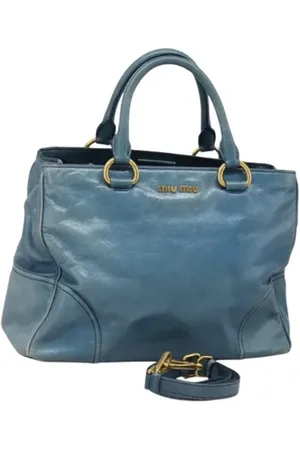 Miu Miu Pre-owned, Dames, Blauw, ONE Size, Leer, Tweedehands leren handtassen