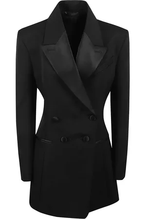 Givenchy Jassen, Dames, Zwart, S, Wol, Zwarte rookjas met geplooide achterkant