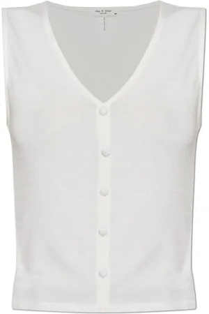 RAG&BONE Tops, Dames, Wit, L, Polyester, Top met decoratieve knopen