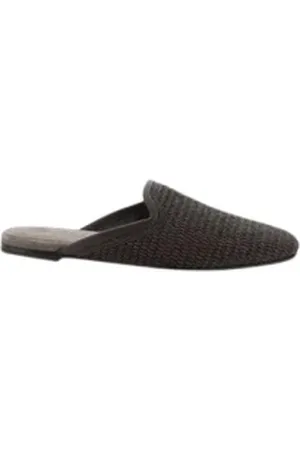 Brunello Cucinelli Schoenen, Dames, Bruin, 39 EU, Suède, Luxe geweven leren muilen