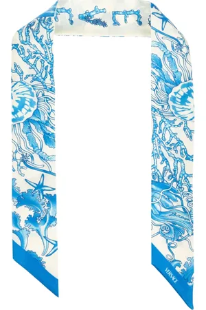 VERSACE Accessoires, unisex, Blauw, ONE Size, Zijden sjaal