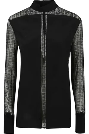 Givenchy Blouses & Shirts, Dames, Zwart, S, Zwarte transparante overhemd met schouderzakken