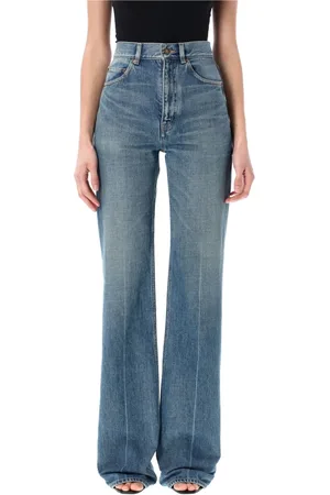 Saint Laurent Jeans, Dames, Blauw, W26, Katoen, Authentieke Medium Blauwe Flared Jeans