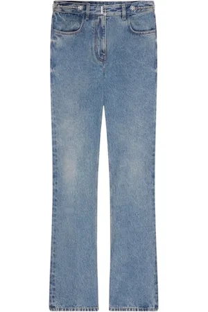 Givenchy Jeans, Dames, Blauw, W28, Leer, Kettinggedetailleerde Straight Jeans