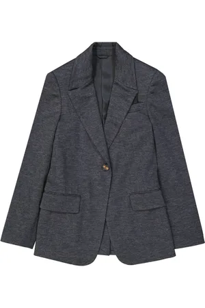 Brunello Cucinelli Jassen, Dames, Grijs, 3Xs, Wol, Grijze Wol Blazer voor Dames