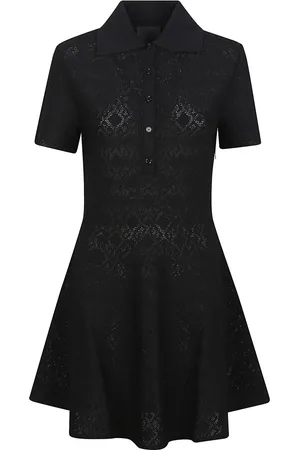 Givenchy Kleedjes, Dames, Zwart, S, Zwarte Polo Kraag Korte Mouwen Jurk