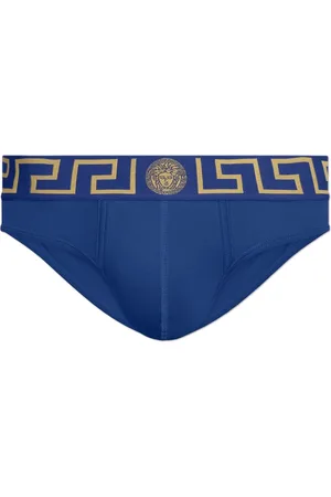 VERSACE Ondergoed, Heren, Blauw, 3Xl, Katoen, Slips met logo