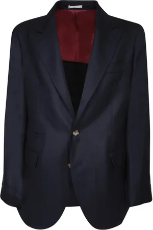 Brunello Cucinelli Jassen, Heren, Blauw, L, Kasjmier, Blauwe Kasjmier Klassieke Blazer