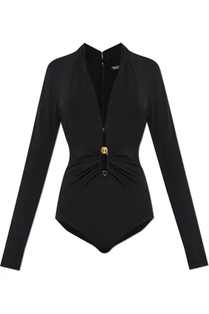 VERSACE Tops, Dames, Zwart, M, Lichaam met decoratieve veiligheidsspeld